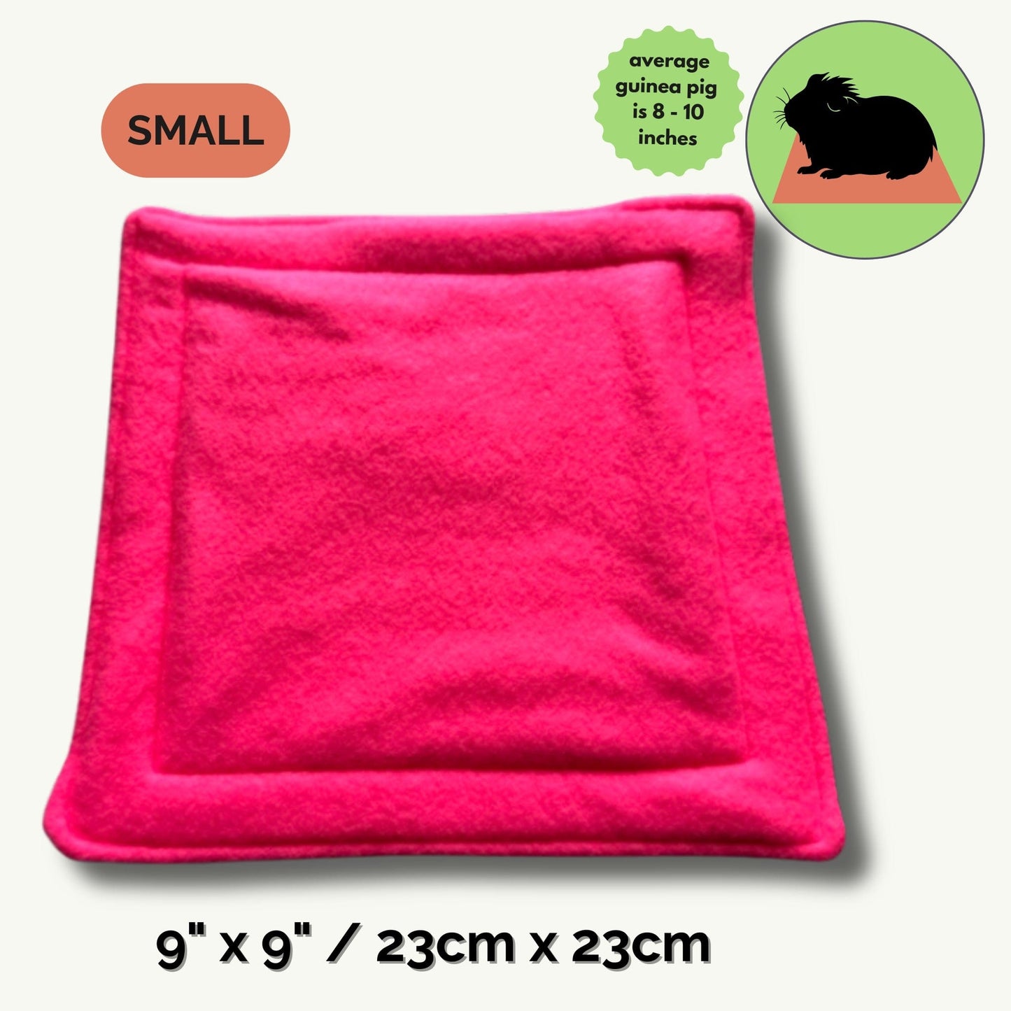 Bewitchingly cozy, these gothic-glam pee pads cast a spell of comfort in bold, bubblegum-pink fleece. Each enchanted square (9 x 9 inches, or 23cm x 23cm) is crowned with a “SMALL” tag and perfectly sized for your petite familiars—guinea pigs and other small creatures between 8 and 10 inches long. Designed to keep your lair clean and charmingly ghoul-free, they turn mundane messes into a whimsical ritual.