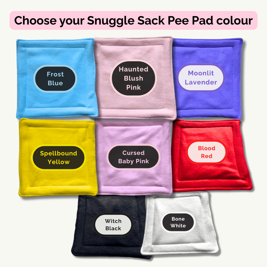 Eight enchanting Zorb Silvadur guinea pig pee pads in jewel and midnight hues await—spooky-chic choices for your snuggle coven!.
