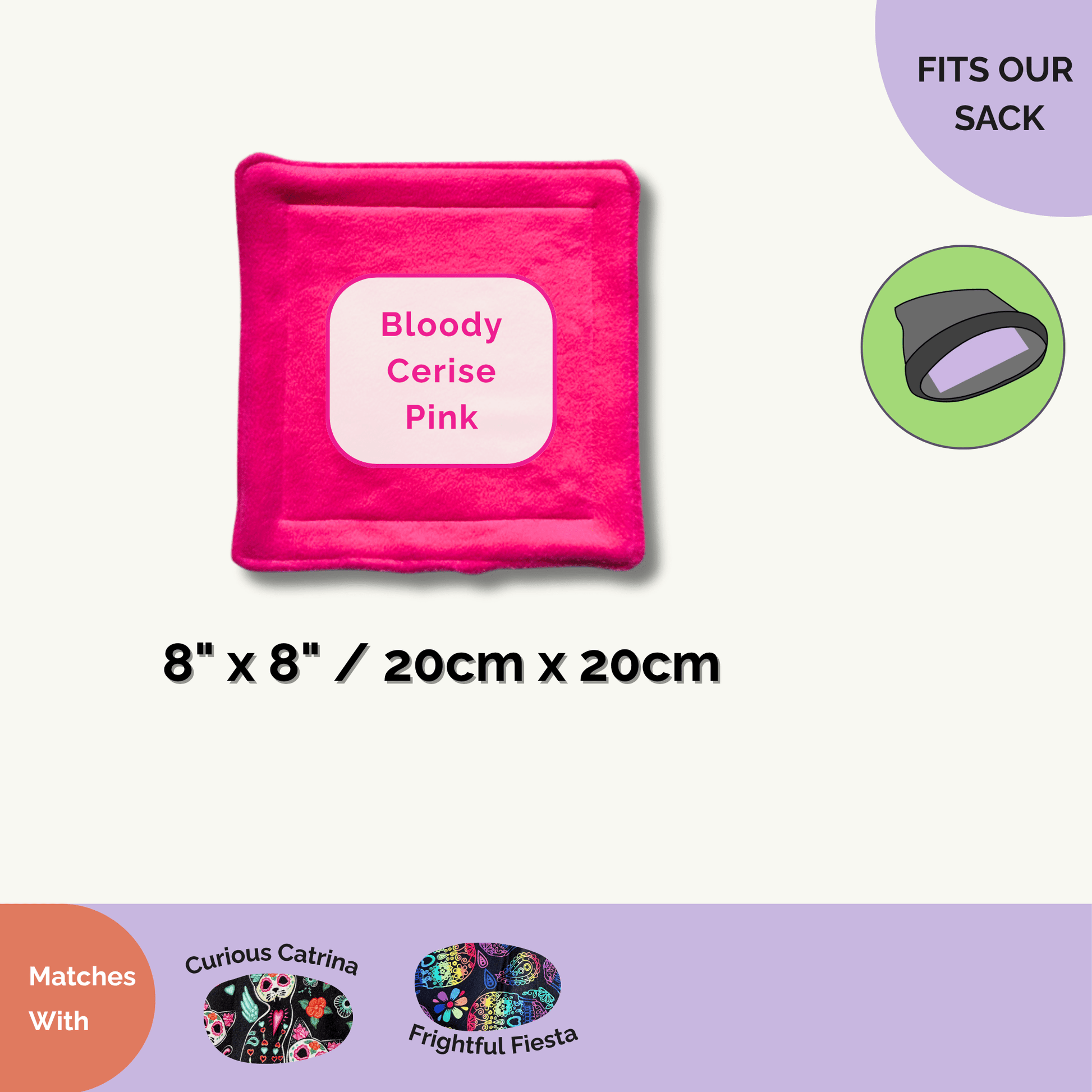 A square, bright pink 8x8-inch pad glimmers with gothic allure—this is the Curious Catrina Matching Pee Pad. Its plush fabric is enchantingly absorbent and wards away ghostly odours. Designed for mini familiars like guinea pigs, it nestles perfectly inside a snuggle sack and bewitchingly matches our Curious Catrina and Frightful Fiesta collections. A spellbinding choice for stress-free cleanups in your small pet’s haunted manor!.