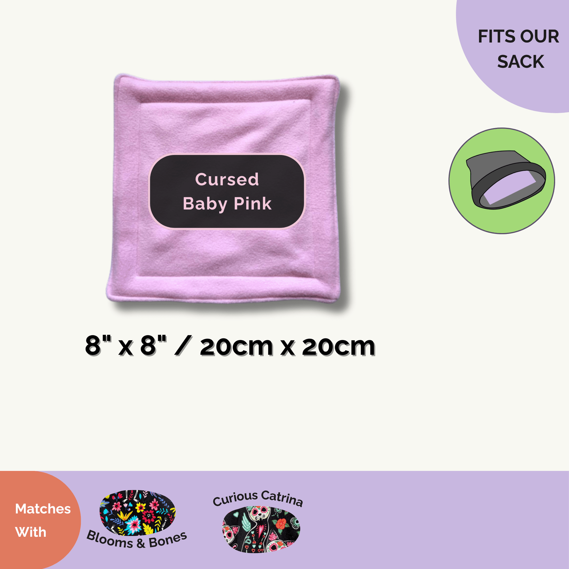 The Curious Catrina Matching Pee Pad—a bewitching, blush-pink square (8x8 in / 20x20 cm)—features luxe, odor-resistant fabric and enchanting details. Perfectly sized for your little familiar’s lounging sack, it pairs hauntingly well with Blooms & Bones and other Curious Catrina patterns. A charmingly gothic touch for your small companion’s cozy crypt!.