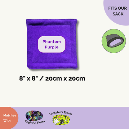 Enchant your cage with Trickster’s Treats Pee Pads—phantom purple, gothic-glam 8x8" plush, perfect for hauntingly chic guinea pigs!.