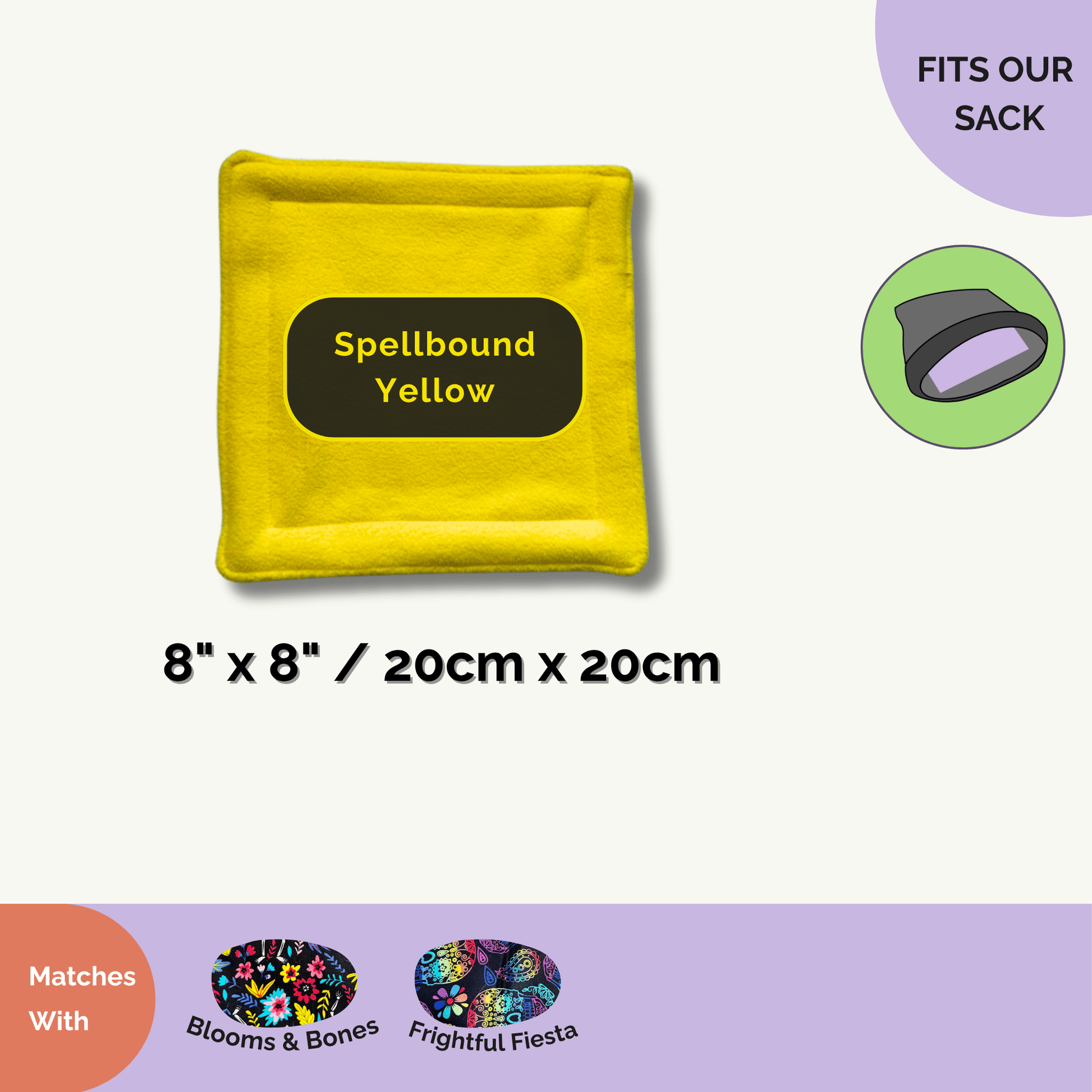 The Curious Catrina Matching Pee Pads are enchanting yellow squares (8x8 inches / 20x20 cm), dusted with a bewitching pop of marigold gold. Dressed to delight, these plush and absorbent beanbag-style pads glow with gothic glamour, pairing perfectly with Blooms & Bones or Frightful Fiesta designs. Soft yet sturdy, they invite your guinea pig—or other tiny familiar!—to scamper atop their spellbinding softness while keeping cages eerily fresh and cozy.