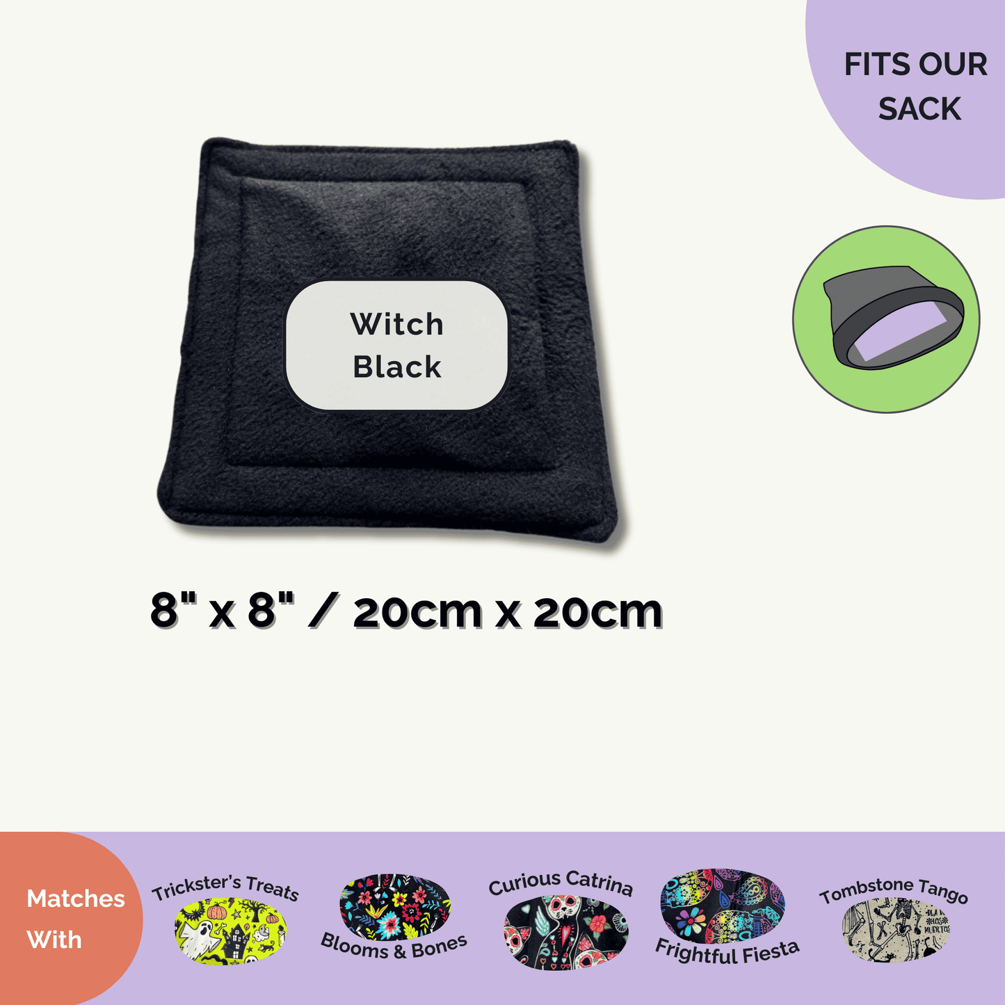Enchant your guinea pig’s lair! Witch Black 8x8" sack with vibrant fleece pee pads—spooky, chic, and odor-banishing magic.