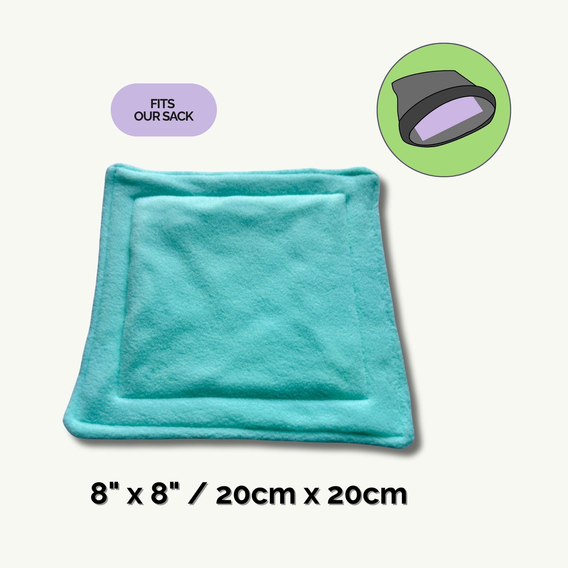 The Pee Pads | Turn mundane mess into midnight magic—these enchanting square pee pads (8x8 in / 20x20 cm) are conjured from bewitching turquoise fleece. Perfectly sized for your familiar’s lair, they nestle inside cozy sacks to catch spills in style. An illustrated icon shows the pad tucked neatly within a snug sack, inviting gothic glam with every easy-clean swap.