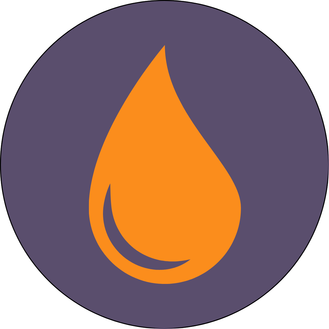 A charming orange teardrop, glowing with a ghostly curved highlight, floats at the heart of a deep gothic-purple circle. This whimsical little droplet sparkles like enchanted potion on a midnight velvet canvas—perfect for small pet lovers with a flair for the spooky-cute and glamorously goth!.