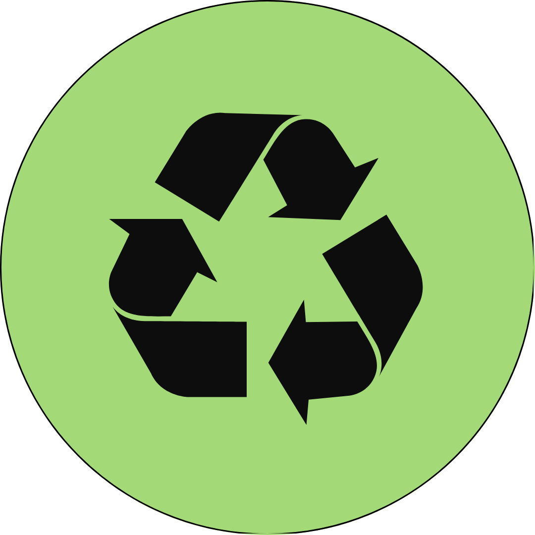 A bewitching black recycling symbol—three inky arrows swirling together in a gothic triangle—casts its spell from the heart of a soft, pastel-green circle. Perfect for lovers of little familiars and eco-chic charm, this mystical icon brings sustainable magic to every guinea pigs haunted hideaway.