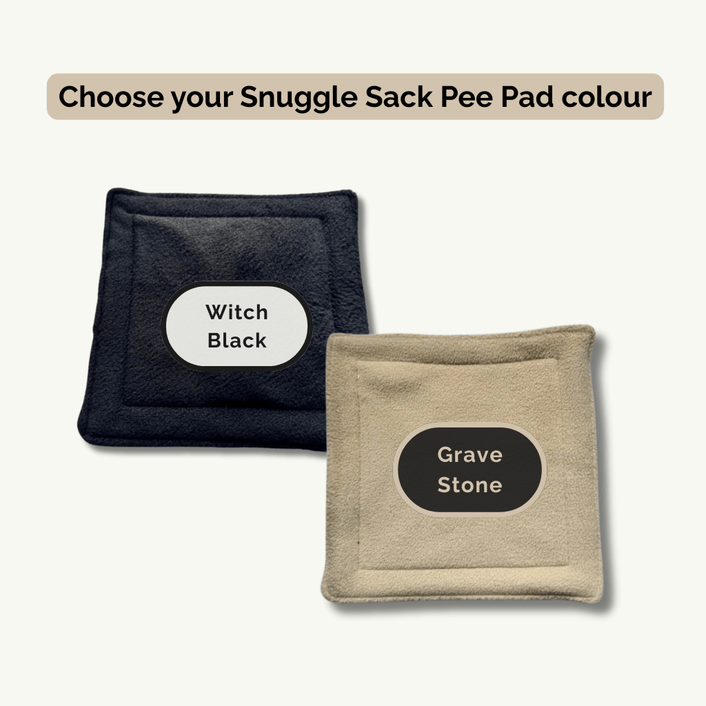 Gothic-chic pee pads in inky Witch Black and misty Grave Stone beckon—choose your Tombstone Tango set for your tiny familiar!.